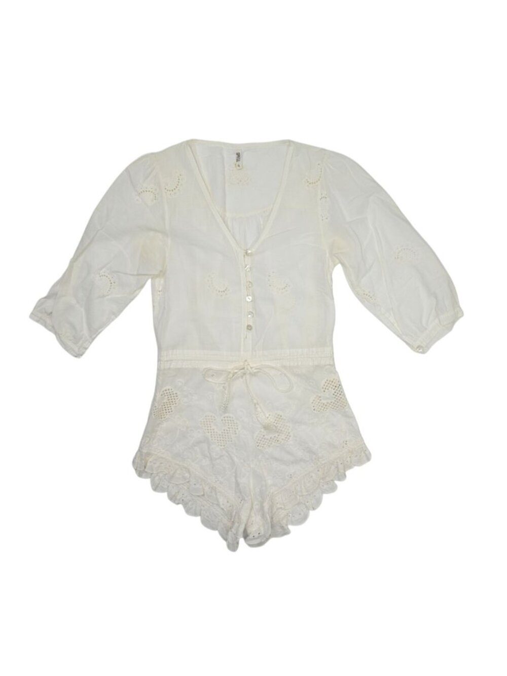 Spell & The Gypsy Indian Summer  Anglaise Playsuit in Off White